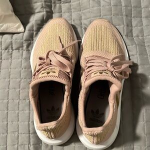 Adidas pink and gold sneakers